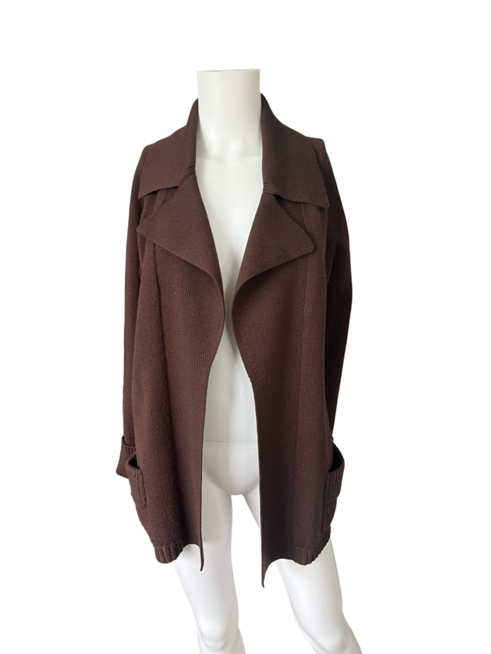 Vintage Banff Brown Cardigan Sweater Open Front Wool Blend Womens Size 10 - Picture 9 of 9